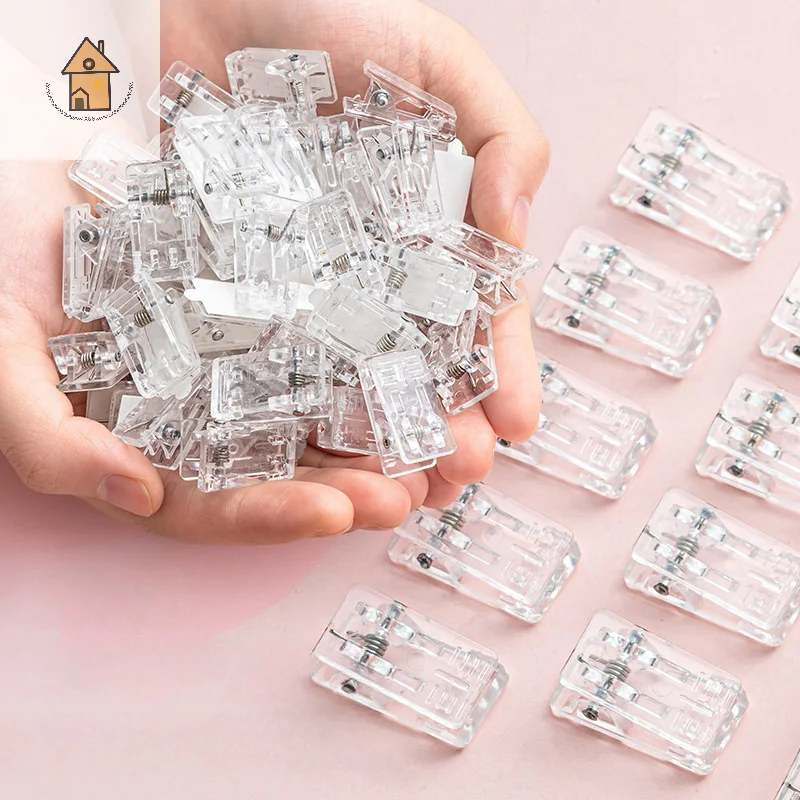 

20Pcs Self-Adhesive Clips Plastic Clear Wall Clips Sticky Hanging Photo Clips Poster Clips For Office Home Poster Photo