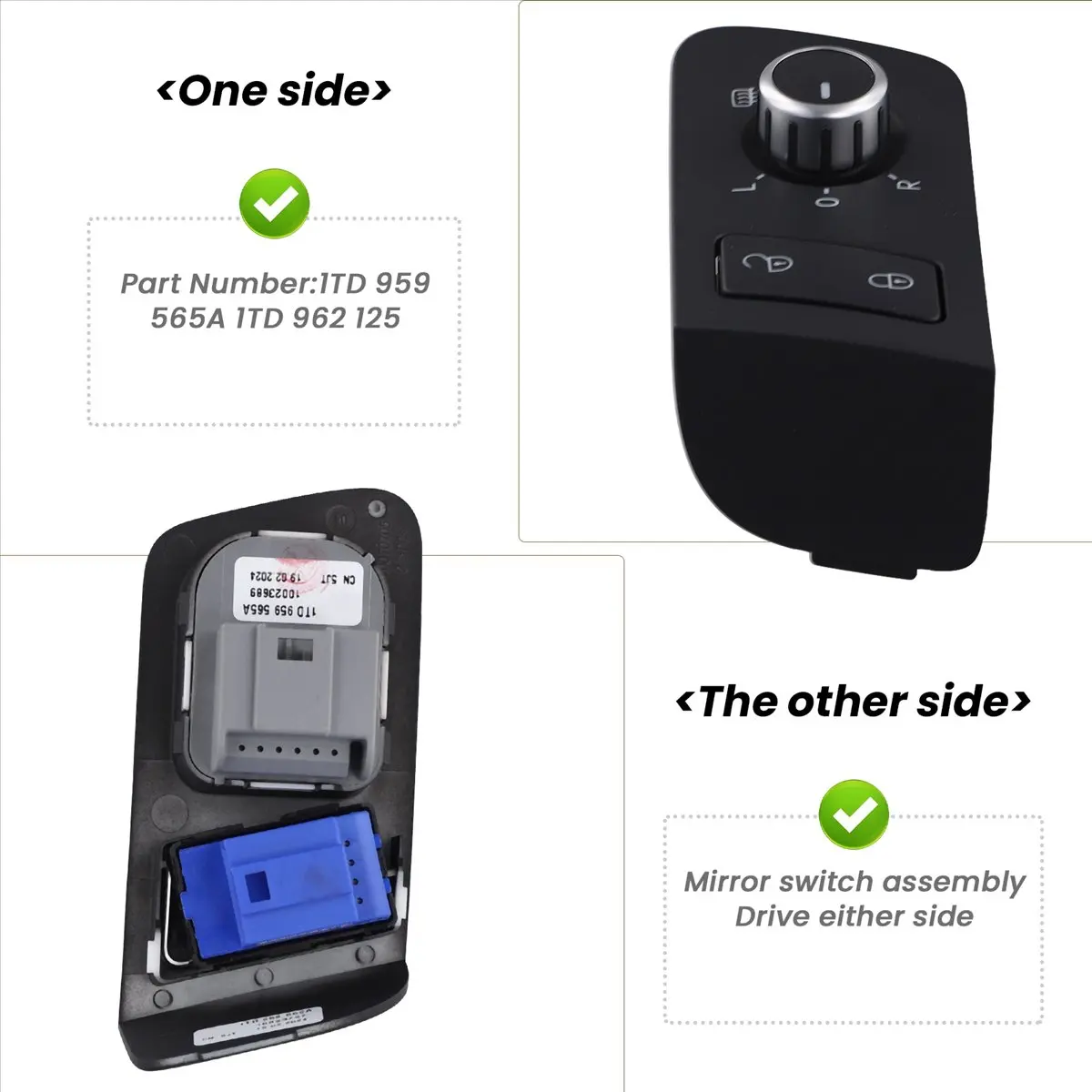 11.111TD 959 565A for 2005-13 Central Lock Switch Door Lock Switch Safety Switch Child Lock Reversing Mirror Switch