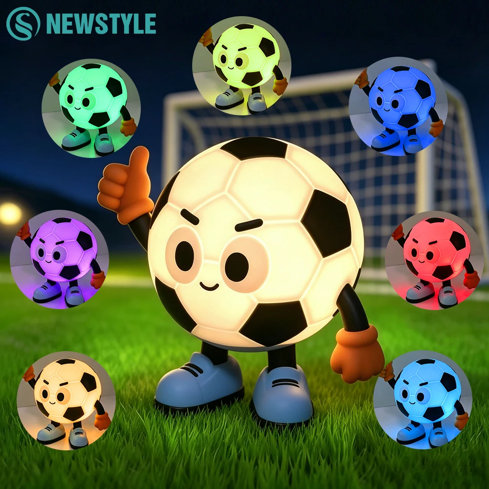 

RGB Silicone Soccer Night Light Rechargeable Night Lights With 7 Colors Timer Function Dimmable LED Light For Room Decor