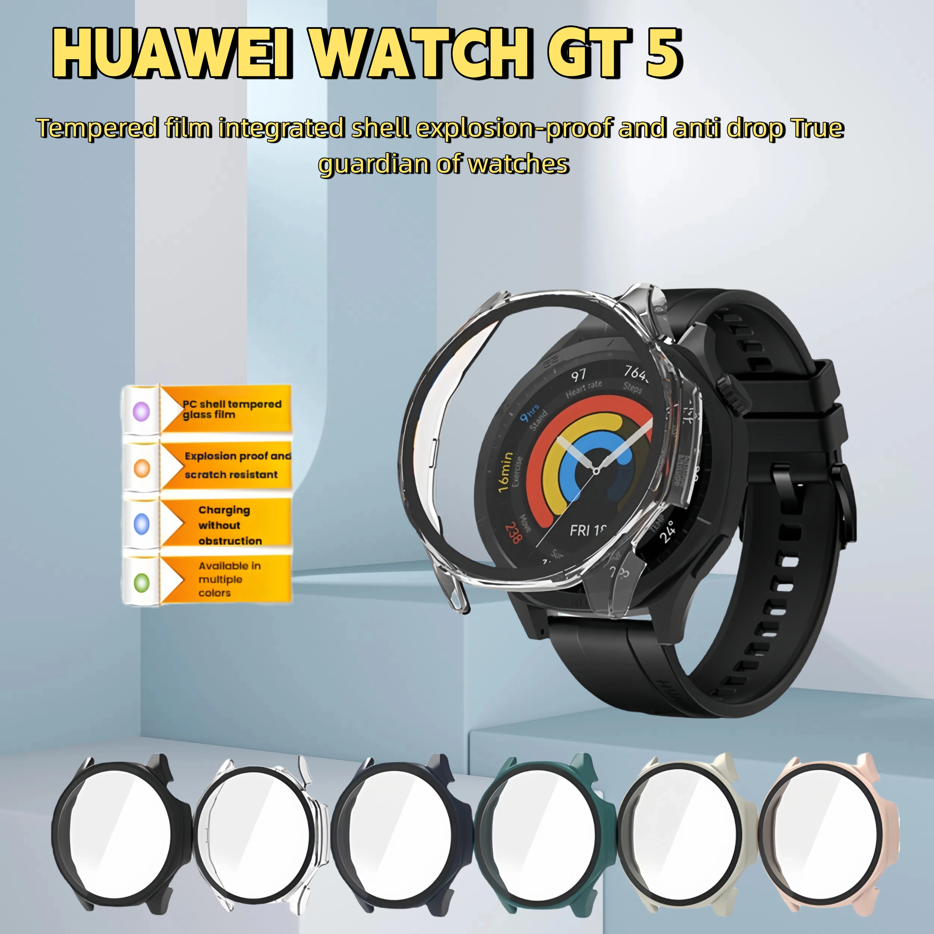 

PC+Tempered Glass Case for Huawei GT5 watch case 41mm 46mm Full Cover Tempered Screen Protector for Huawei watch GT5 Case