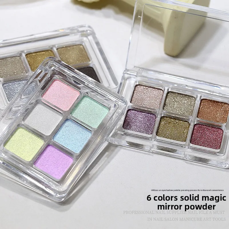 

Solid State Magic Mirror Powder Set Aurora Powder 6-color Nail Art Decorations Charms Super Glitter Flash DIY Manicure Wholesale