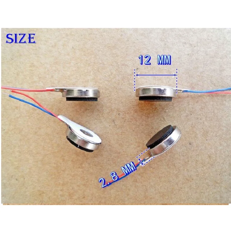 100pcs/lot 12MM*2.8 MM Micro Button / coin / pancake Type Vibration Motor 2 V-5 V High Magnetic and Vibratory sensation