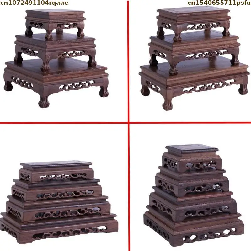 

9 Types Wooden Bonsai Holder Plant Scaffold Standing Flower Base Vase Flower Pot Sorting Table Display Stand Tea Sets Pedestal