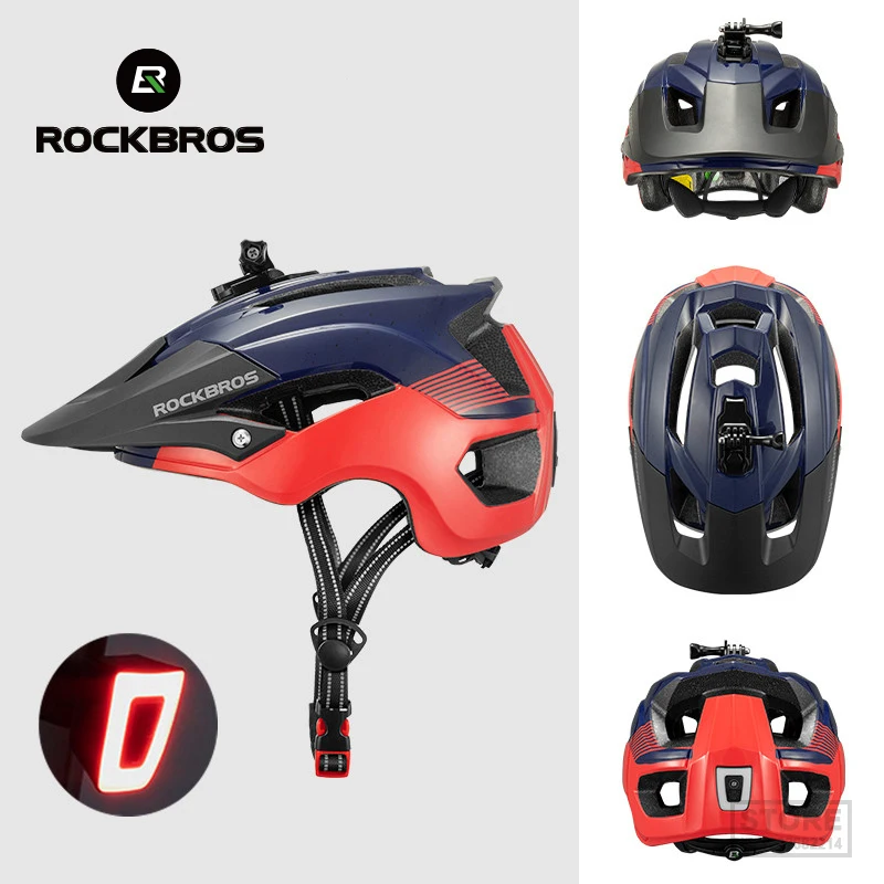 

ROCKBROS Cycling Helmet For Front light Rear Light Bike Gopro Holder Safety MTB Off-road