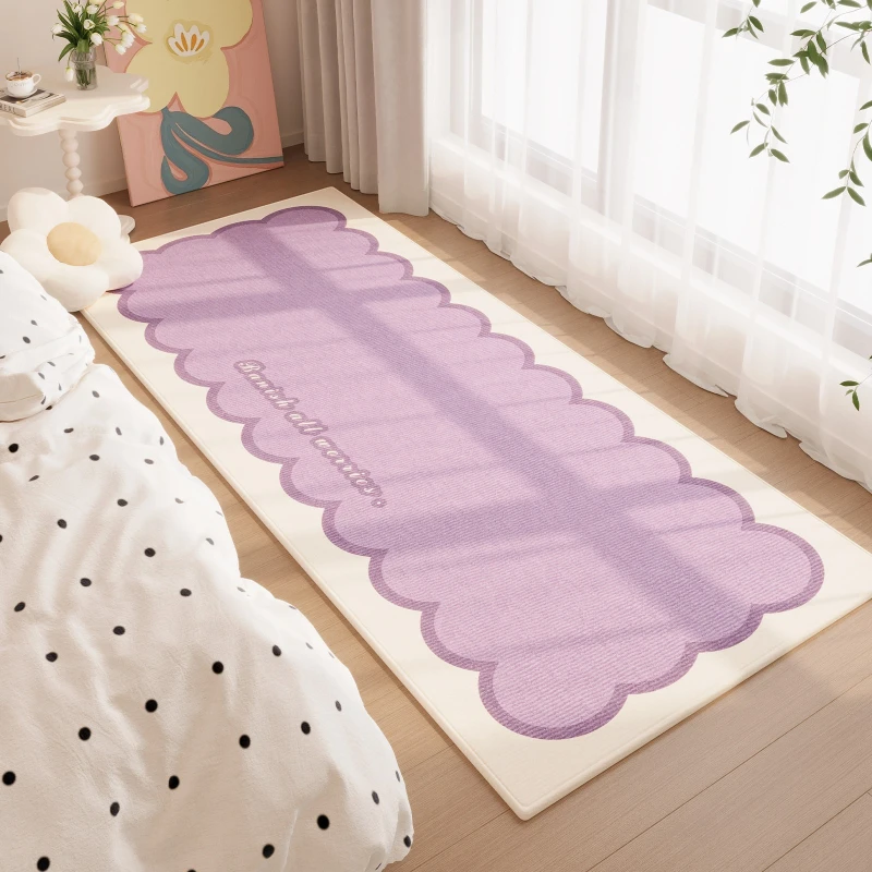 Bedroom Bedside Carpet Soft Fluffy Comfortable Floor Mat Korean Style Purple Wavy-edge Long Runner Rug Home Decoration Rugs 양탄자