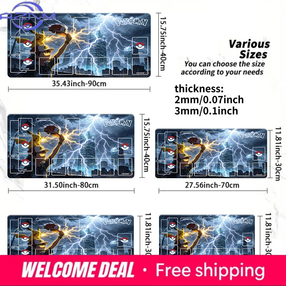 

Ash & Pikachu Thunderstorm City TCG Playmat Gaming Mouse Pad