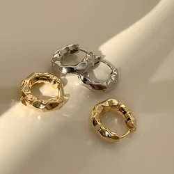 Retro Gold Color Irregular Hoop Earrings Simple Geometric Drop Earring For Women Fashion Party Jewelry Girlfriend Gift Wholesale