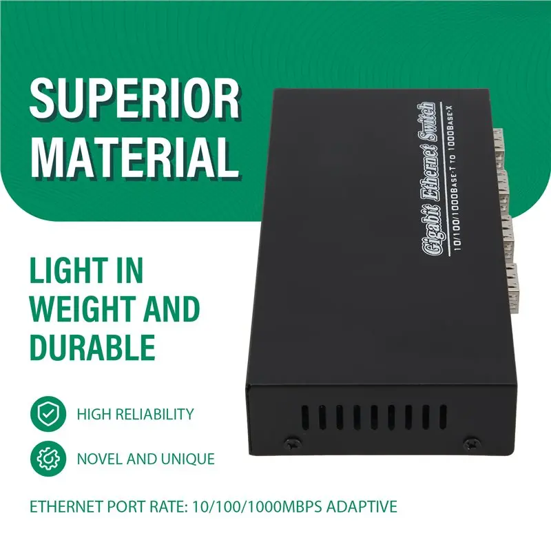 AA08-Gigabit SFP Media Converter 4 SFP To 2 RJ45 Transceiver 10/100/1000M Fiber Optic Switch EU PLUG