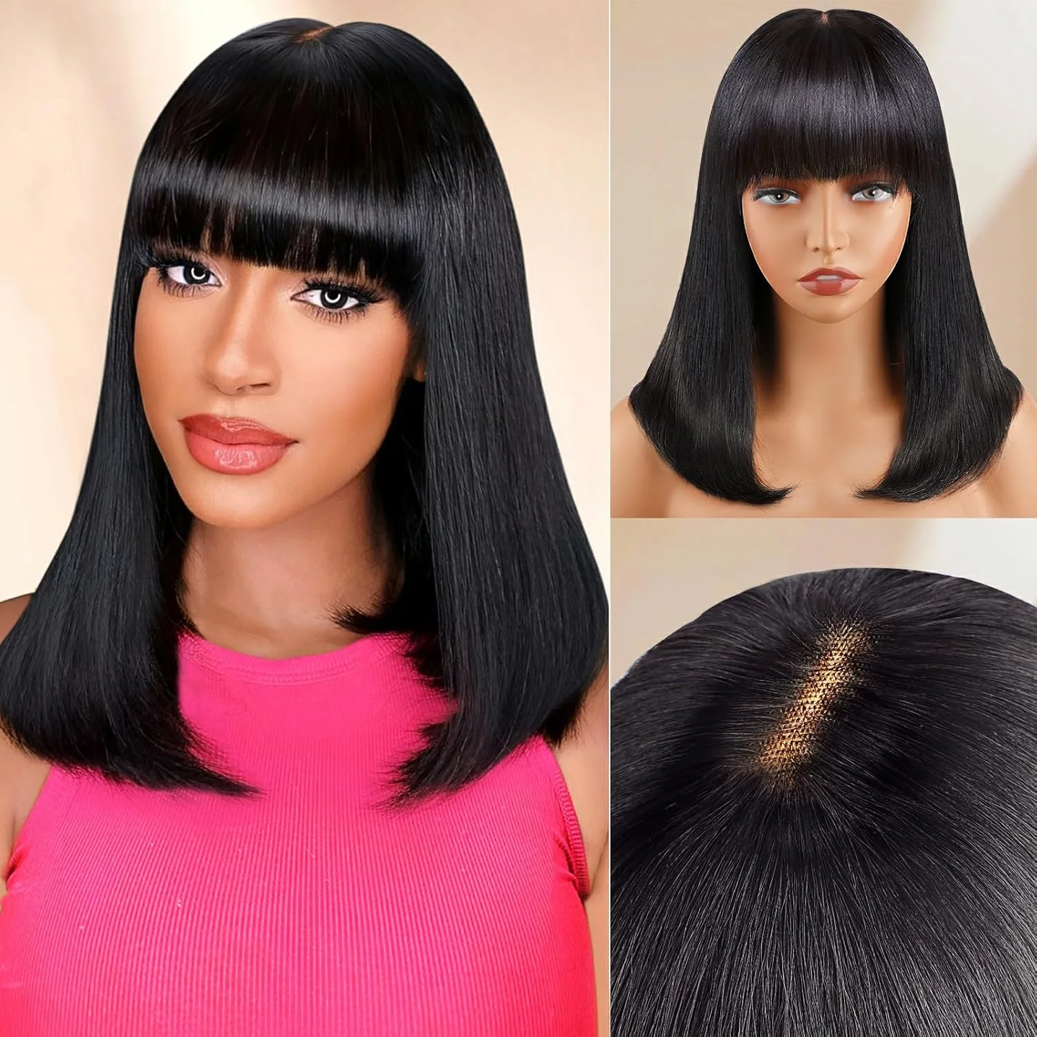 Glueless เครื่องทํา 3x1 ลูกไม้ด้านหน้าวิกผม 30 นิ้วตรงผมมนุษย์ Wigs กับ Bangs ความหนาแน่นสูงบราซิลผมวิกผม Choice