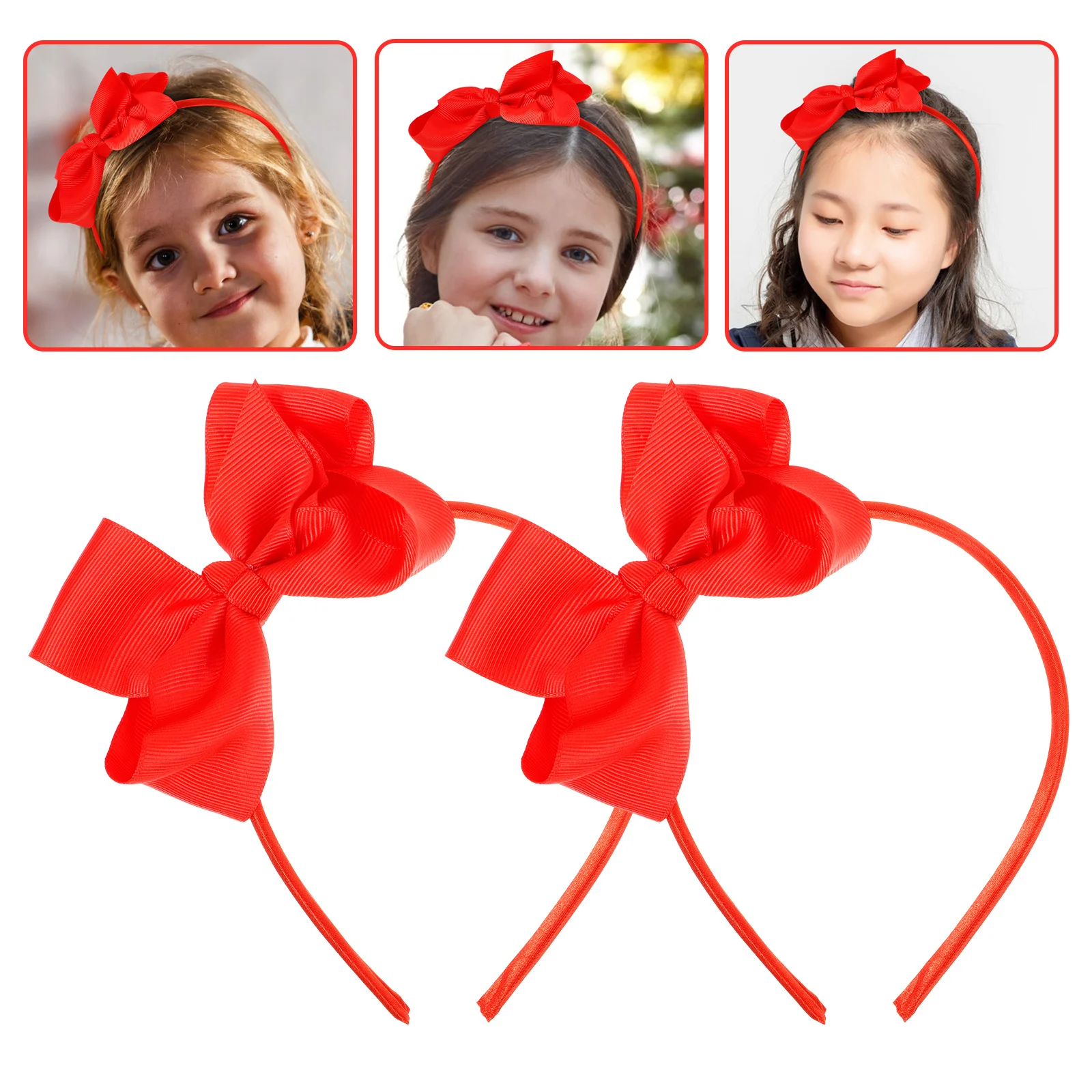قطعتان من ربطات شعر على شكل فيونكة للفتيات من القماش خفيفة الوزن للارتداء اليومي وإكسسوارات أزياء حفلات أعياد الميلاد #5