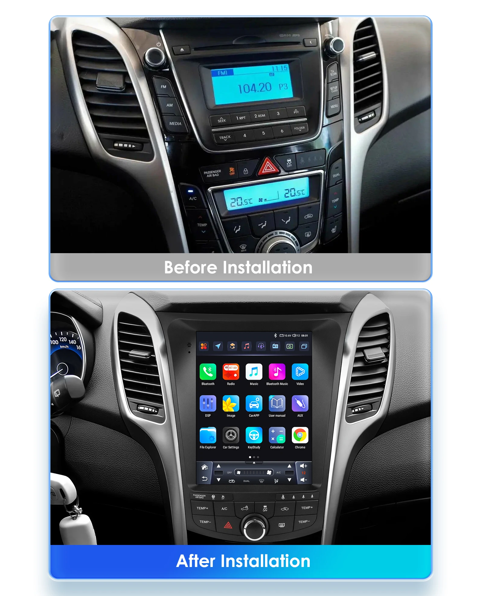 Hizpo 8Core WIFI Android14 Autoradio für Hyundai I30 Elantra GT 2011–2017 9,7 Zoll Multimedia Video Player Autoradio Carplay GPS – Detail 7
