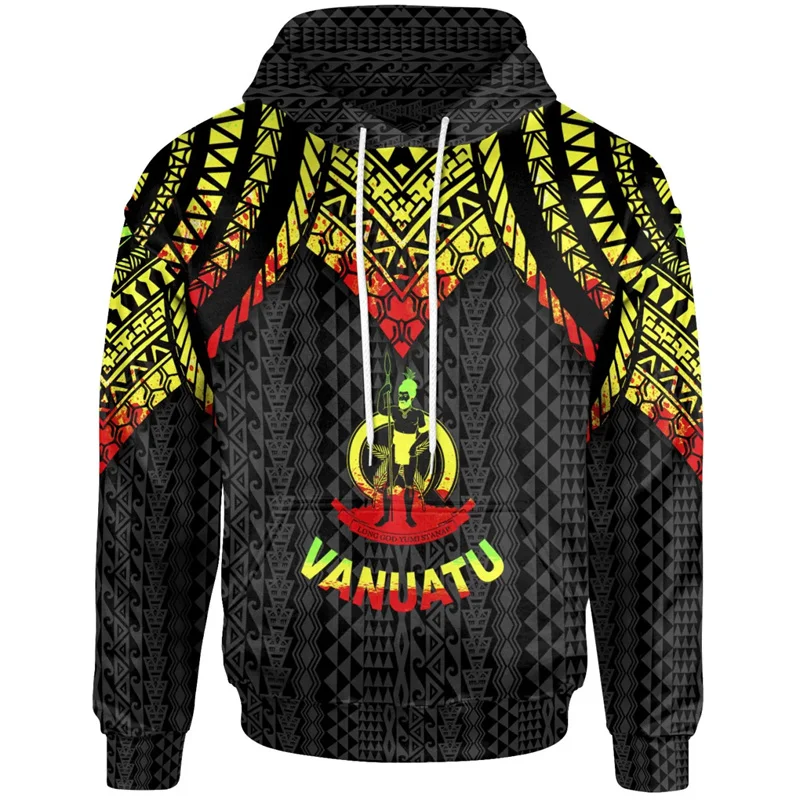 3D Epi Seal Of Vanuatu Polynesian Patterns Print Hoodies For Men Vanuatu Coat Of Arms Graphic Hooded Hoody Top Clothes Pullovers