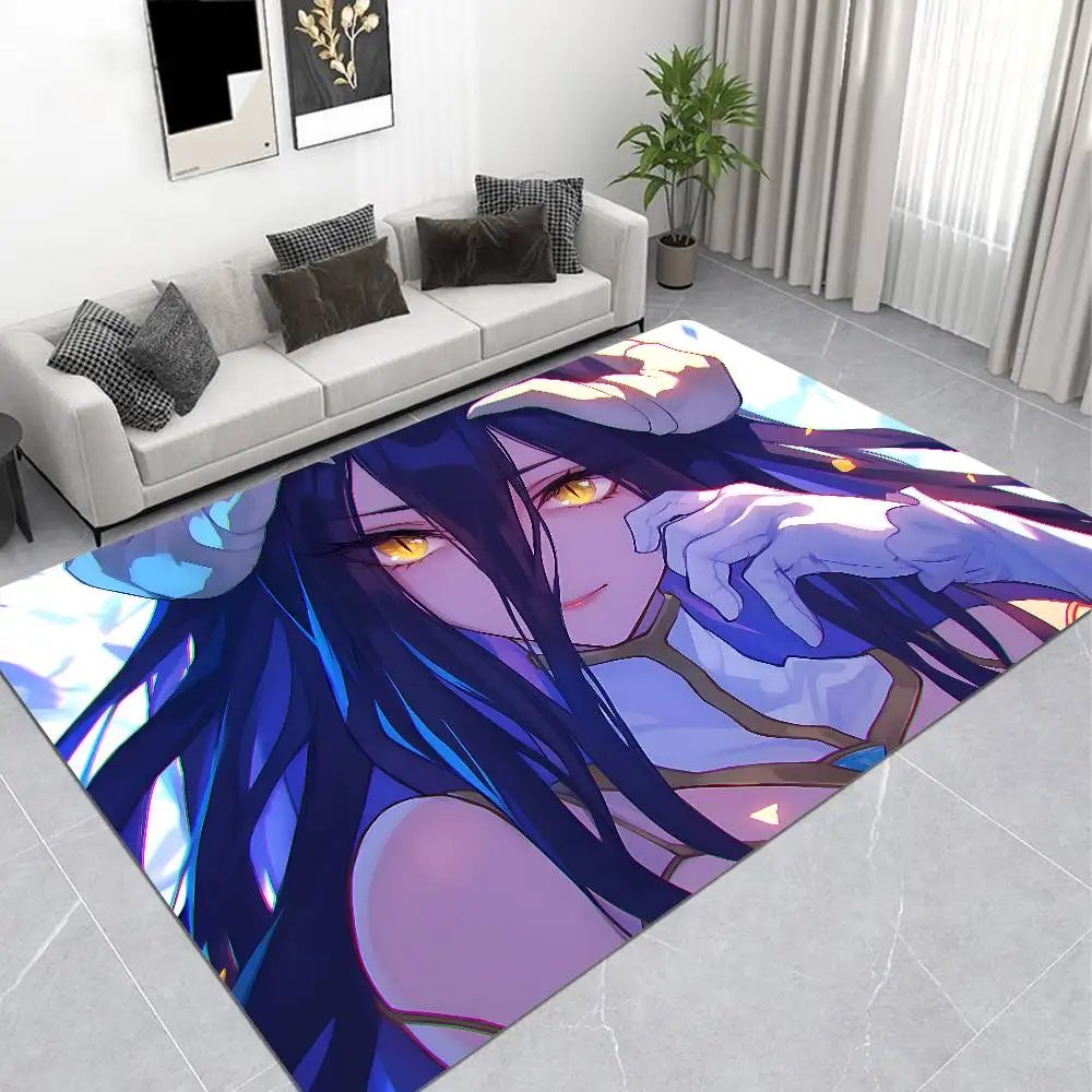 Gamer Albedo Anime Girls Floor Mat INS Style Soft Bedroom Floor House Laundry Room Mat Anti-skid Household Carpets