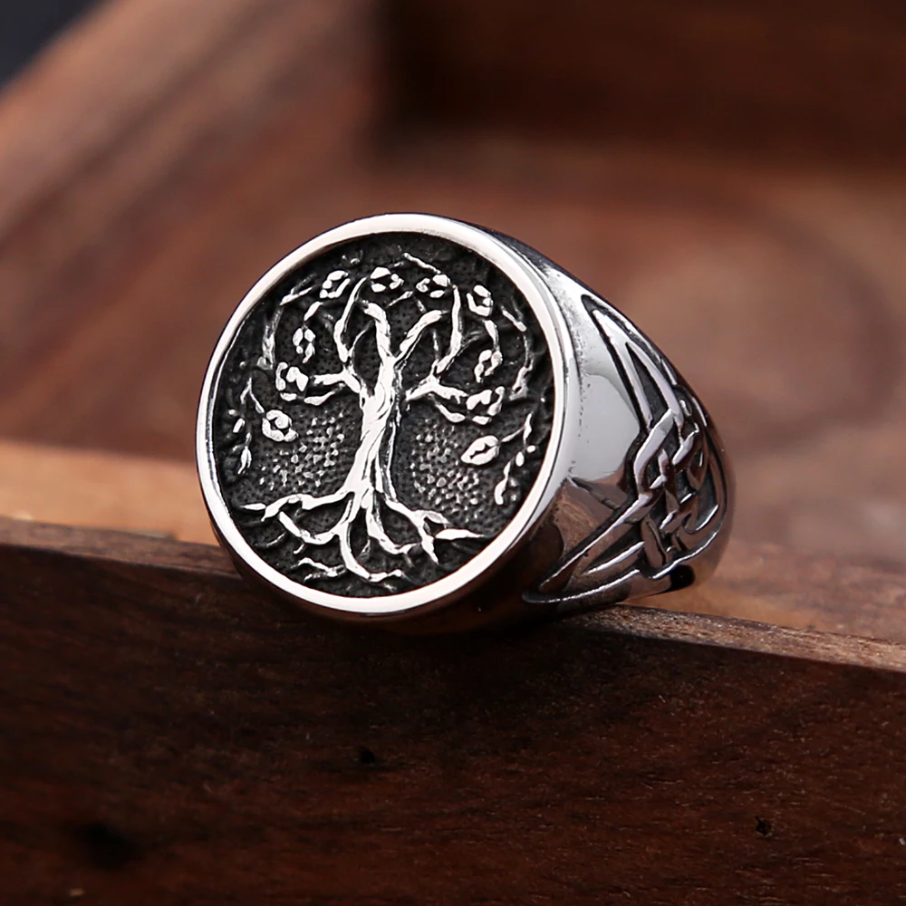 

New Stainless Steel Viking Tree of Life Ring Fashion Vintage Nordic Celtic Knot Ring For Men Women Amulet Jewelry Gift Wholesale
