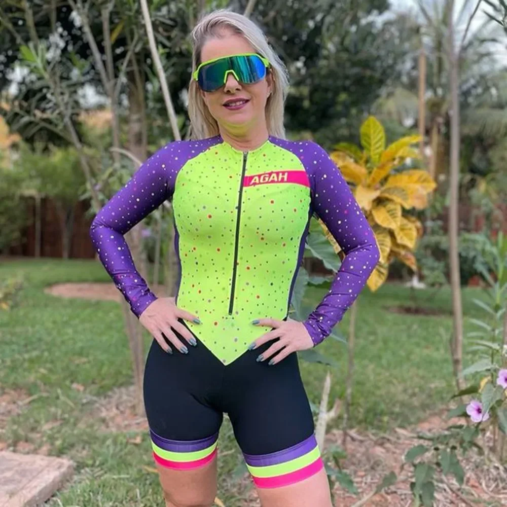 AGAH Brazil Woman Monkey Summer Long Sleeve Quickdrying Triathlon One-piece Leotard Outdoor Mujer Clothing Ciclismo Feminino kit