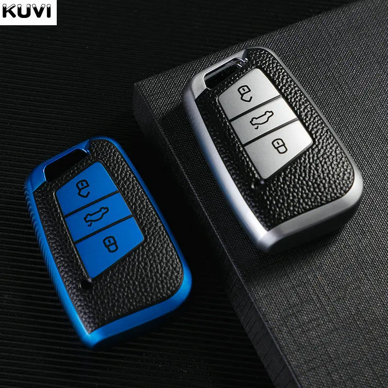 

Leather TPU Car Remote Key Case Cover Shell For VW Volkswagen Passat B8 Magotan For Skoda Kodiaq Superb A7 Smart Keyless