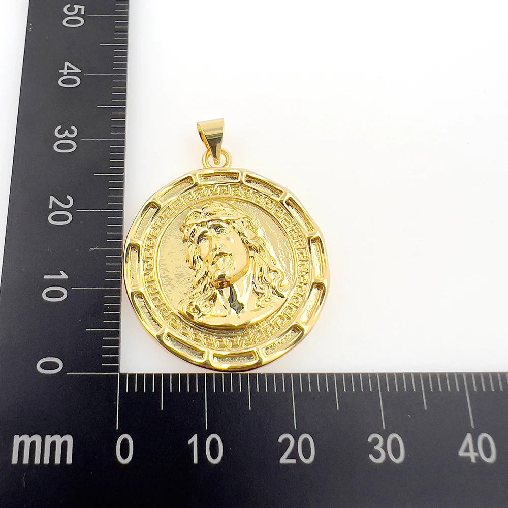 Vintage Medal Jesus Pendant CZ Zircon Metal Amulet Geometric Necklace Keychain Accessories For Women Men DIY Jewelry Making