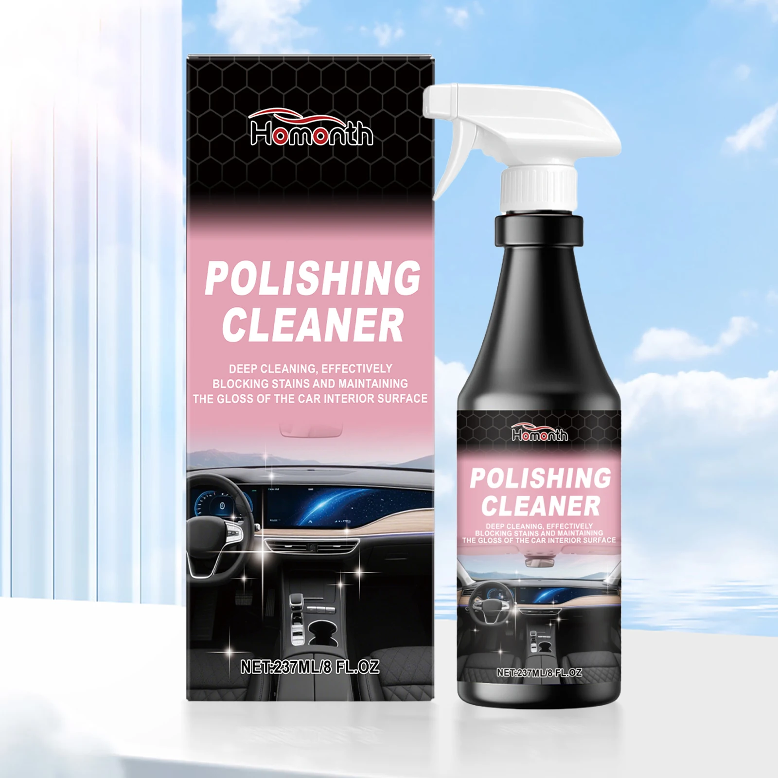 

Спрей для чистки автомобиля Многоразовый спрей для автомобиля Многоцелевой агент для полировки салона автомобиля для детализации салона автомобиля