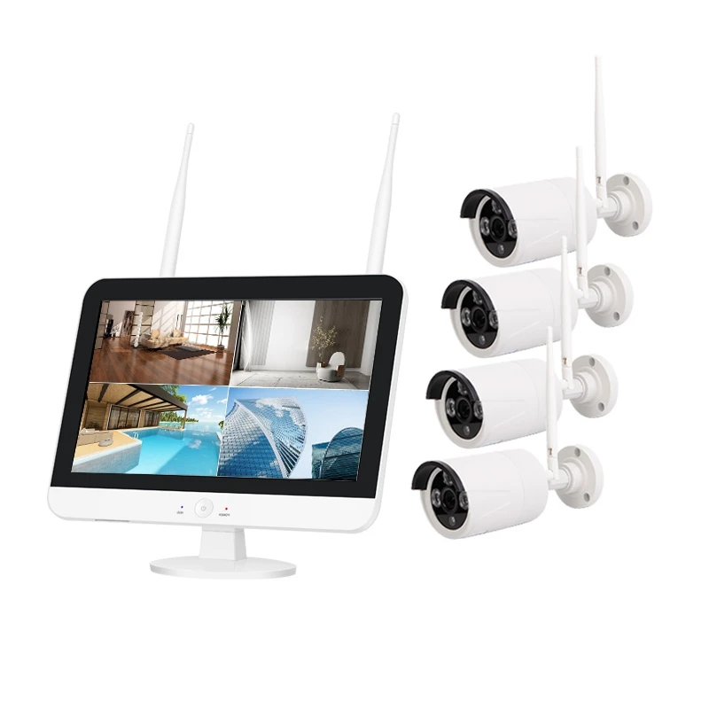 

4Channels 5MP Color Night Vision Surveillance Cameras 12inches Wifi NVR Monitor CCTV Home Security Camera System Wireless