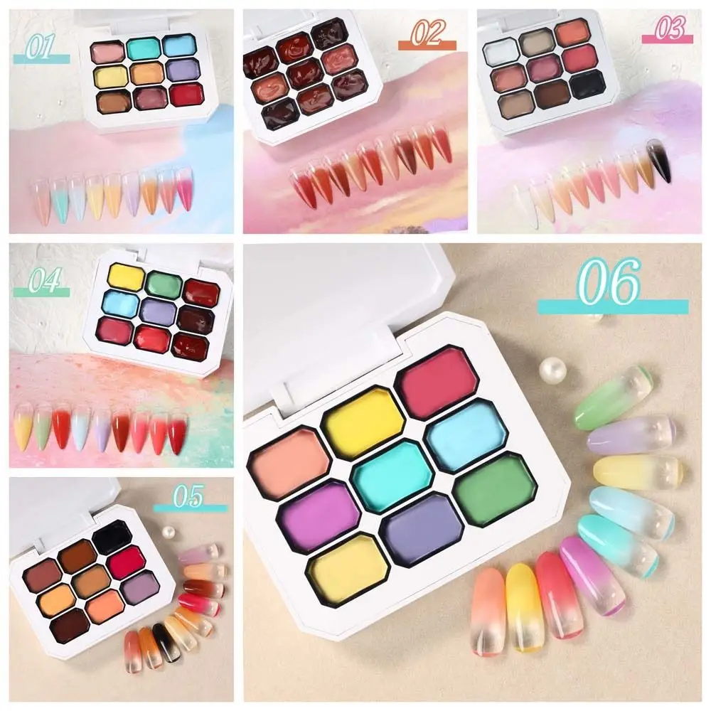 

Мини 4IN1 Pat Ombre Гель-лак для ногтей Французский маникюр для ногтей Твердый легкий градиент Гель для рисования 9-цветные лаки Краска Художественный гель