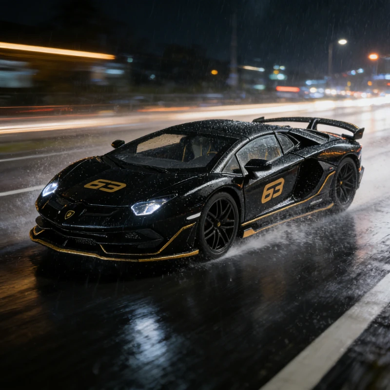 1:32 Aventador SVJ63 Alloy Sports Car Diecast Model Sound & Light Series Children's Toy Kids Gift Birthday Present