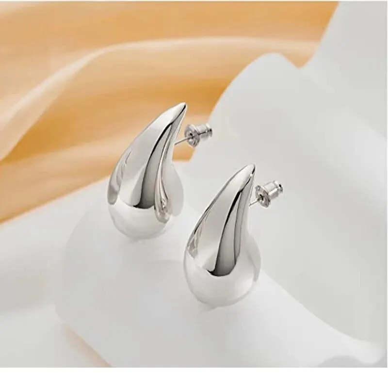 Light Weight CCB Gold Plated Water Drop Stud Earrings for Women Statement Chunky Dome Teardrop Earrings image 3