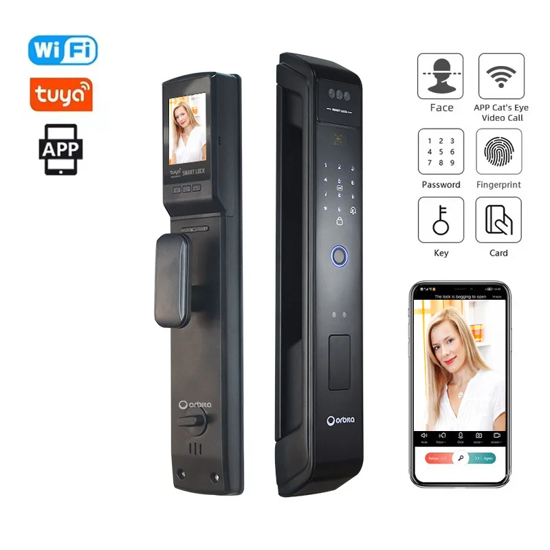 Factory Simple Waterproof Elegant Automatic Fashionable Slim Smart Lock Door Fingerprint APP Home Door Camera Lock