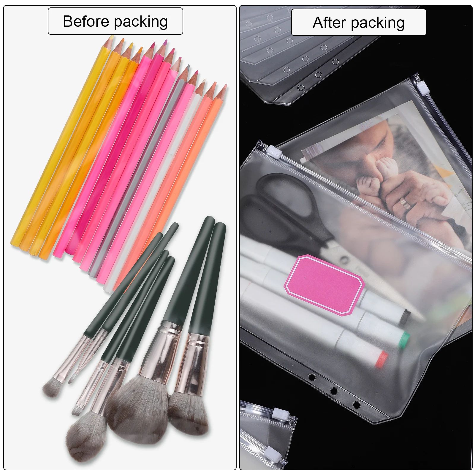 

12 Pcs with Zipper File Bag Set Document Pocket A5 Binder Pouch Inserts Pockets