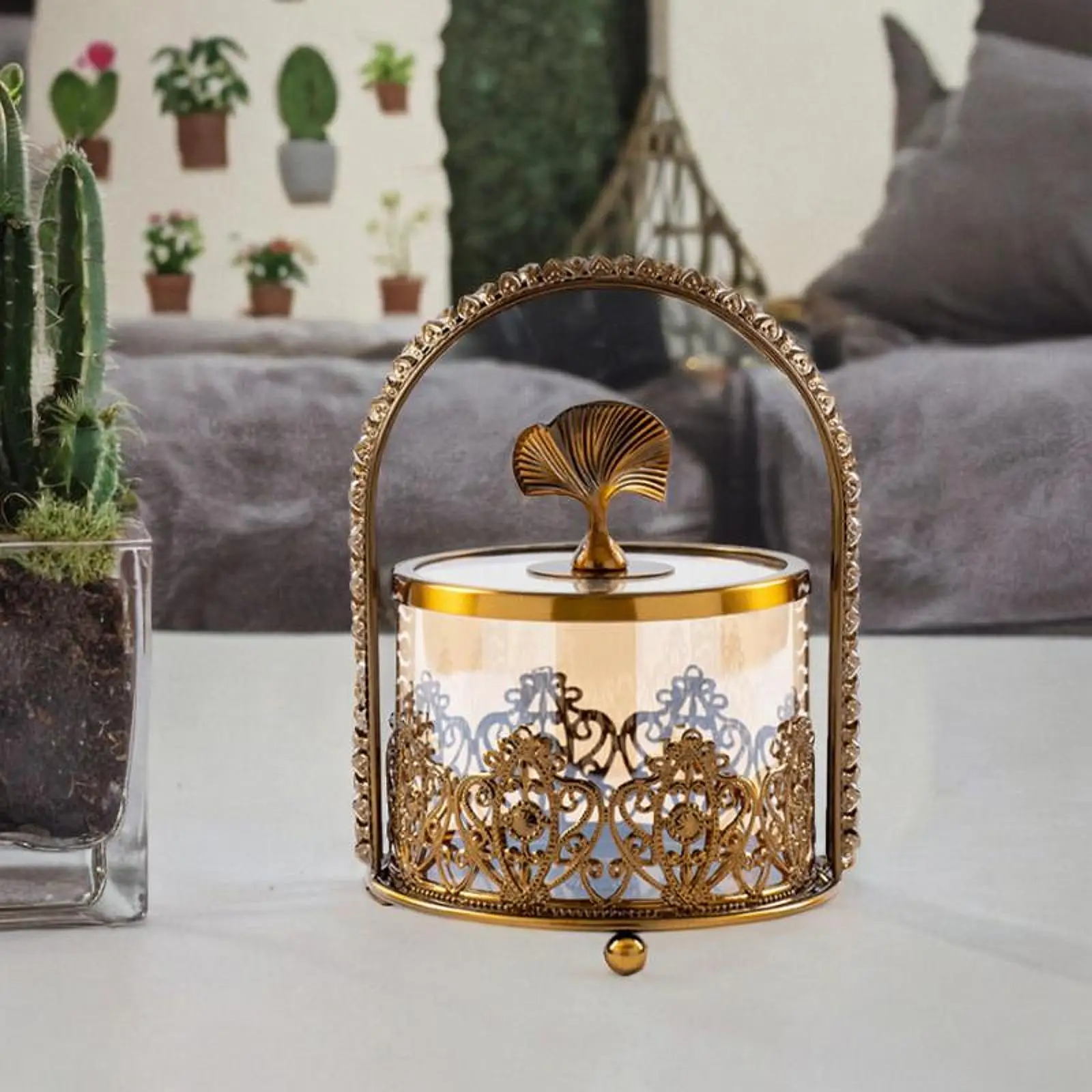 Glass Candy Dish with Lid Food Storage Organization Glass Container Ornament Candy Jar Candy Bowl for Candy Celebration