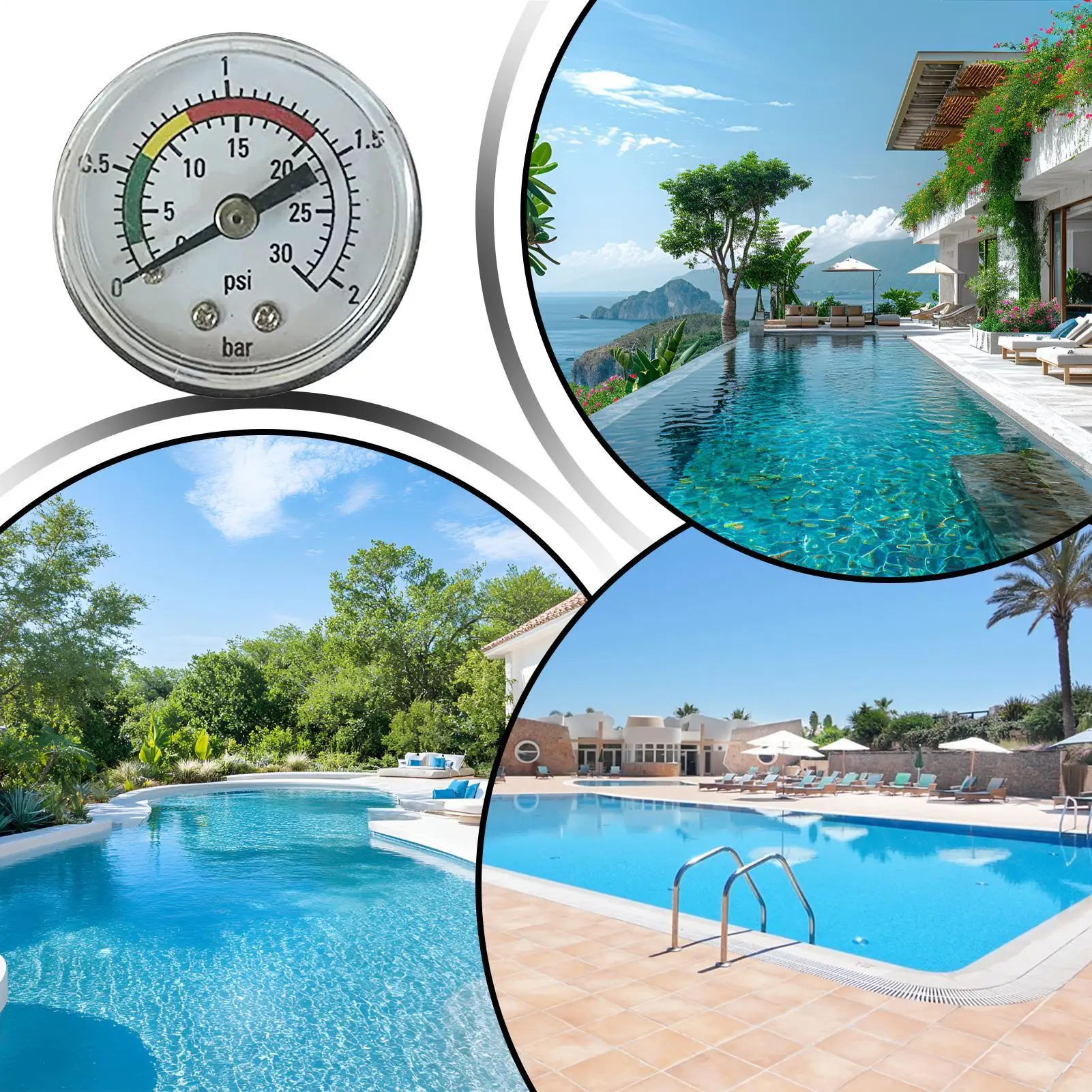 

0-30psi Pressure Gauge With O-Ring ForIntex 11224 14 16Inch Sand Filter Pumps Pool Equipment Parts Pressure Measuring Tools