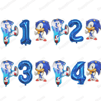 Cartoon blue Hedgehog Sonic theme balloon set 32inch digital foil ball boy's birthday party baby shower gender revelation decor