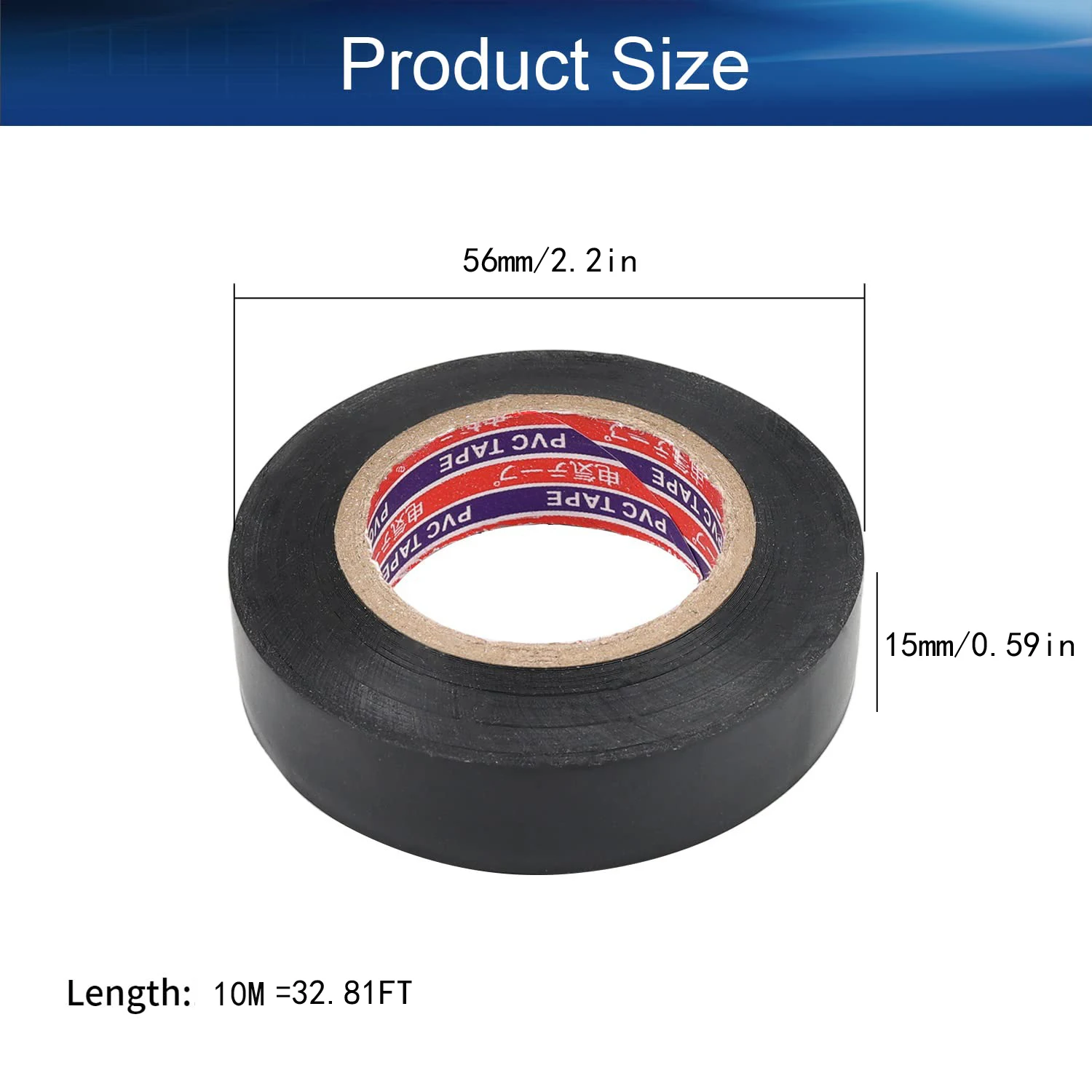 Black Rubber Electrical Tape 15mm X 10m 1/3/5 Pcs Electrician Wire High Voltage PVC Waterproof Self-adhesive Electrical Tape