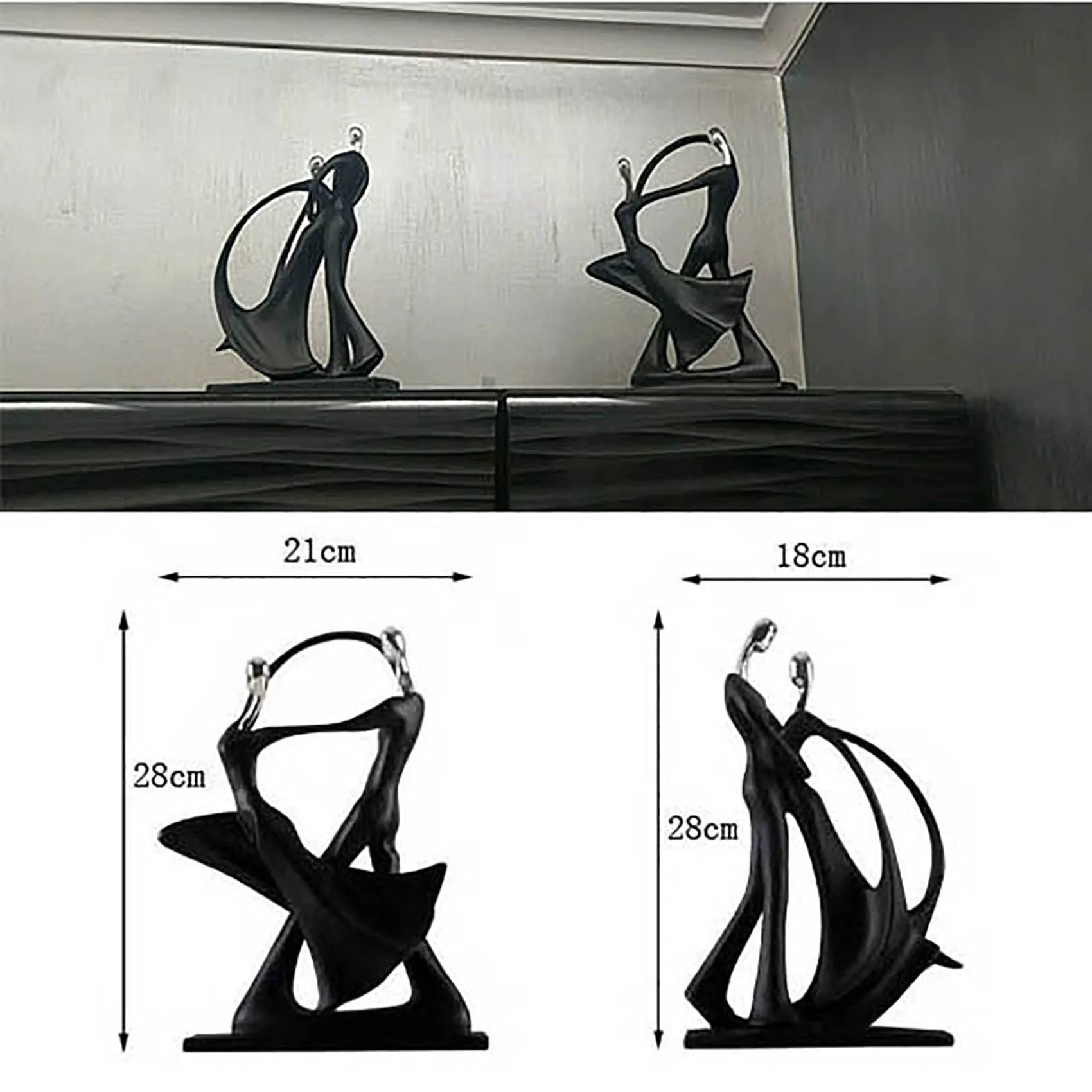 AA94-Romantic Couple Danceing Figurines Modern Art Abstract Dancers Sculpture Desktop Ballroom Dancers Lovers Ornament