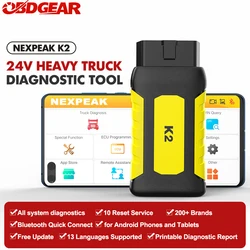 NEXPEAK K2 Heavy Truck Diagnostic Scanner Tool OBD2 VCI Full System Diagnostic Device For Truck Tractor DPF Cluster Calibration