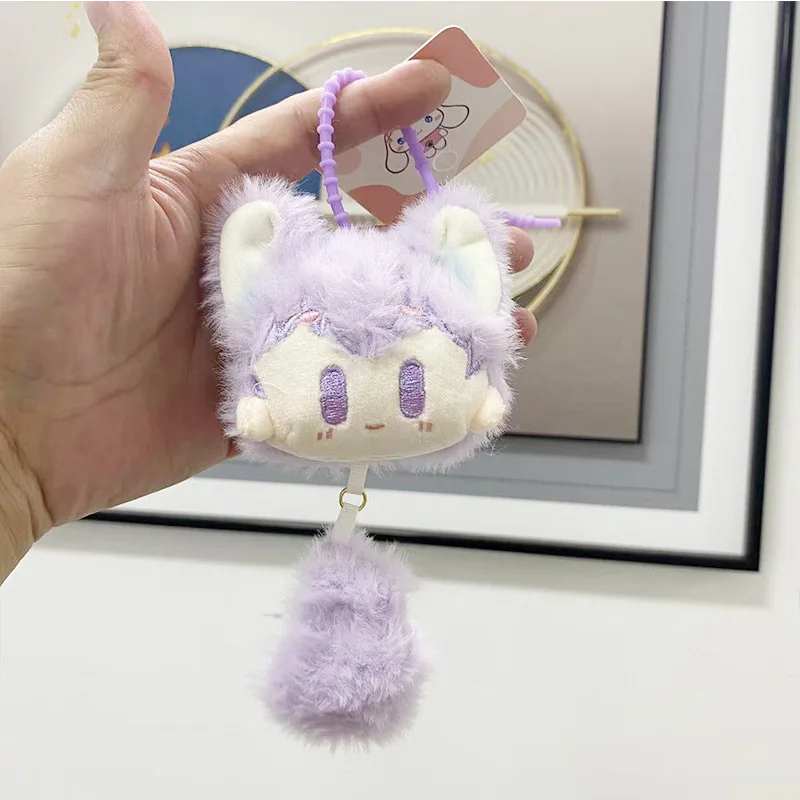 きゅっきゅっと鳴るキツネ猫ぬいぐるみキーホルダー ミニぬいぐるみキーリング かわいい動物バックパックチャーム カップルギフト ぬいぐるみバッグアクセサリー