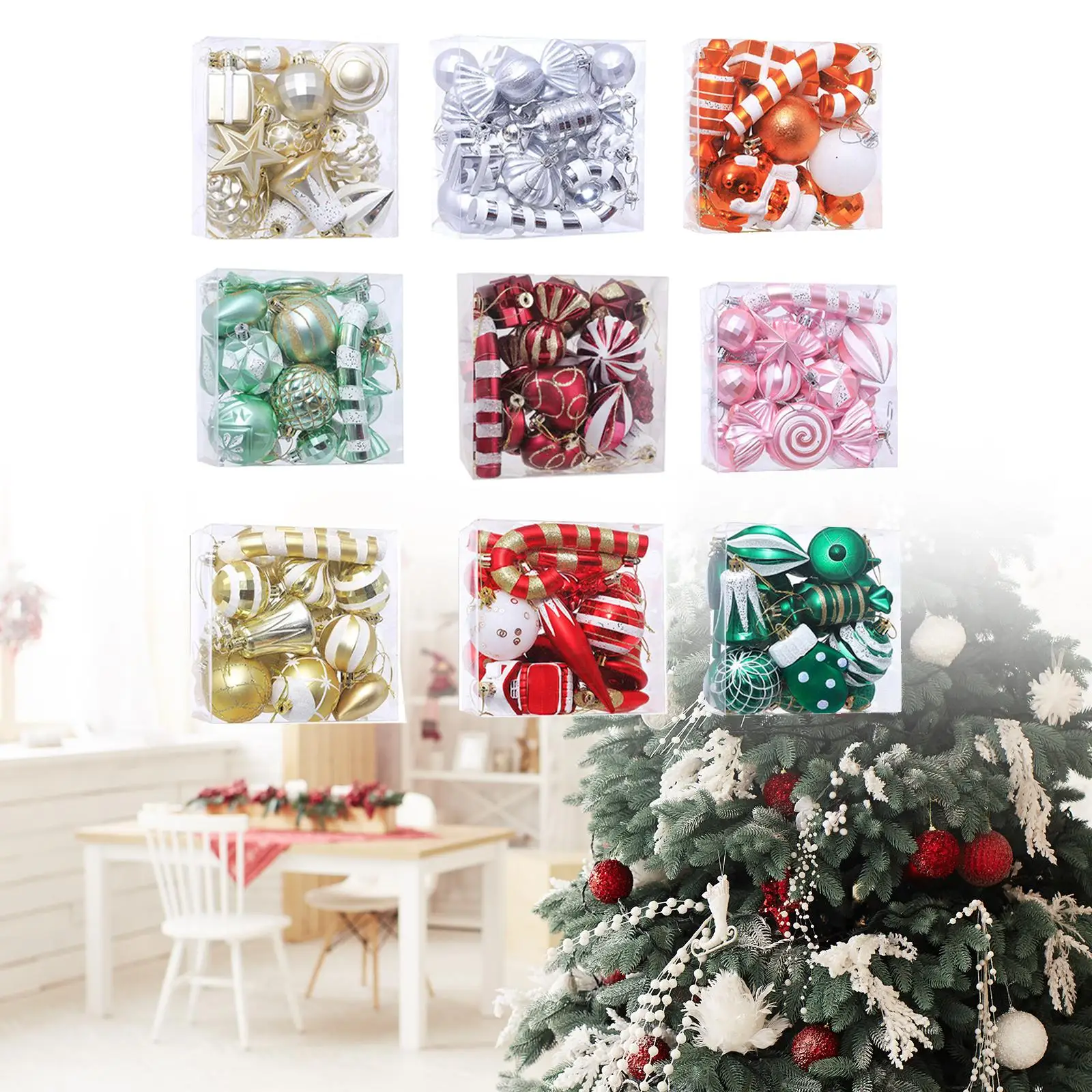 16Pcs Christmas Balls Festive Hanging Winter Holiday Party Mini Decorations Indoor Outdoor Miniatures Craft Xmas Small Pendants