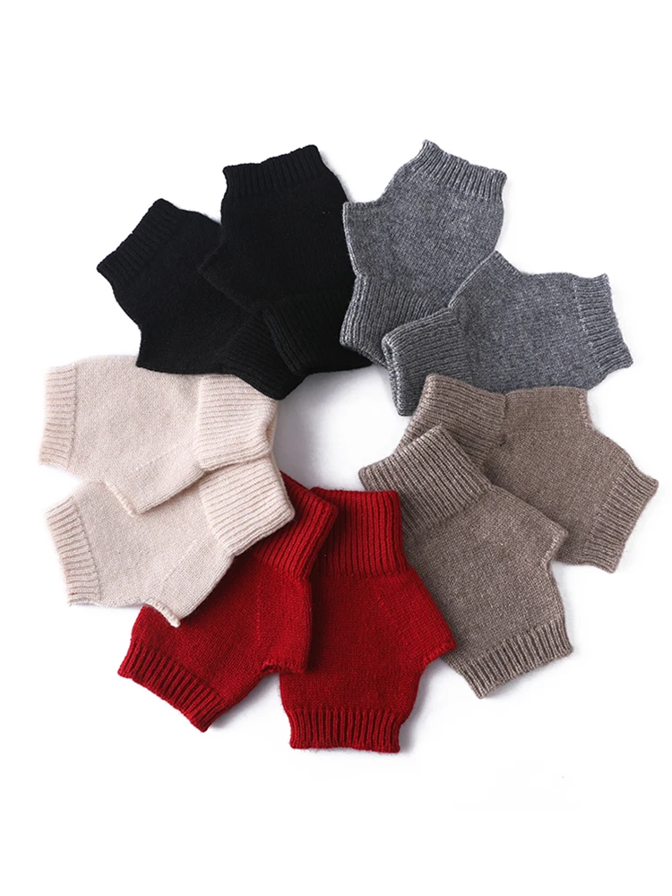 

Women 100 Pure Wool Fingerless Small Gloves Soft Warm Knit Half Finger Mittens Children Seamless Minimalist Mitts Typing Driving