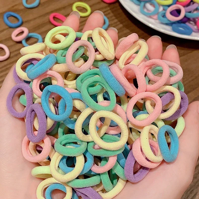 Coleteros elásticos de nailon para niña y mujer, cintas de goma para el pelo, accesorios para el cabello, 200/100 piezas