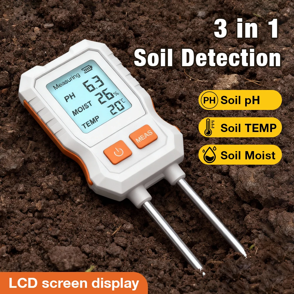 Handheld Digital Soil Tester 3/7 in 1 Soil PH Meter EC/Temperature/Moisture/Air Temp/Fertility/Sunlight Soil Detector for Garden