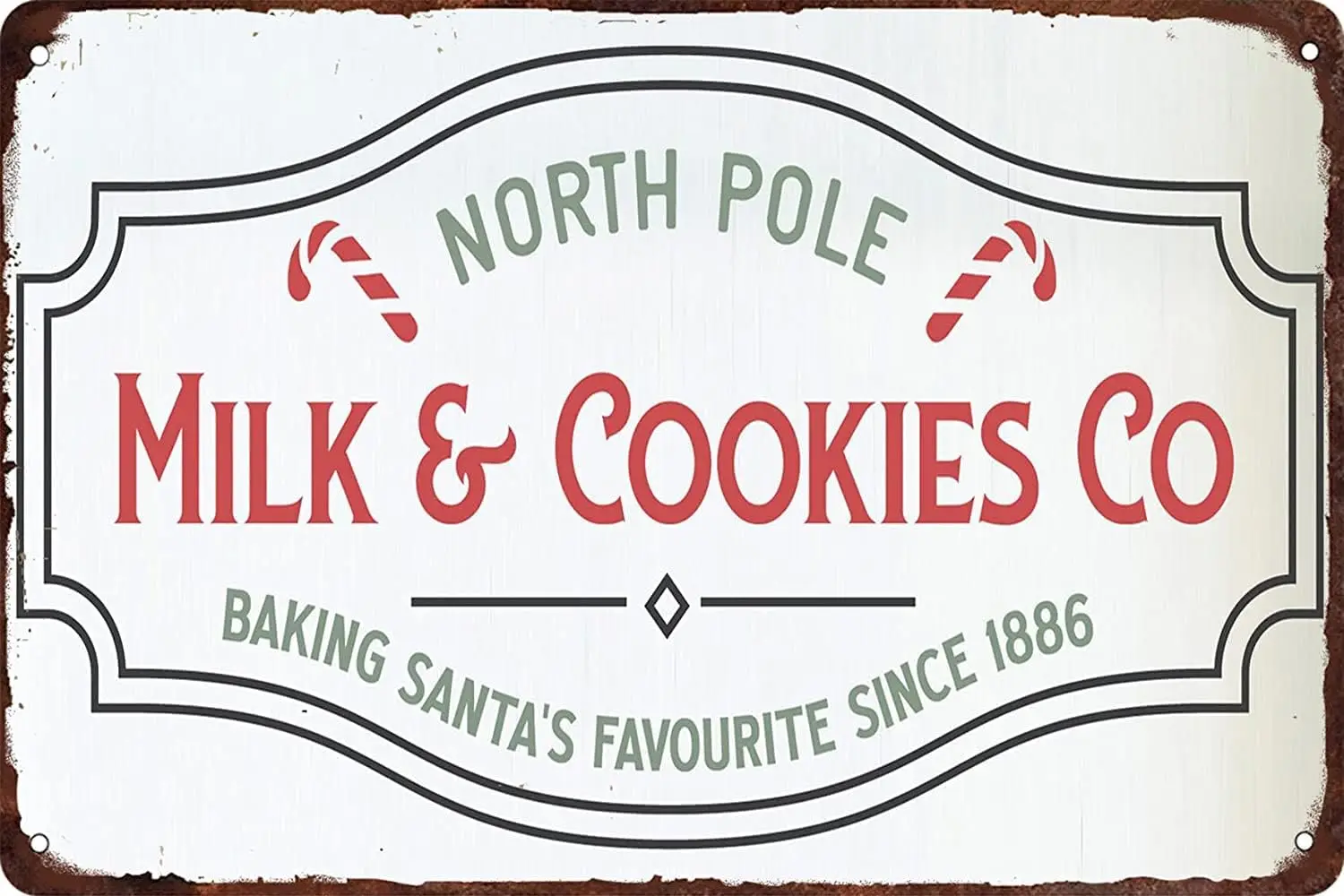Vintage Metal Tin Sign ; for North Pole Milk and Co Baking Santa¡¯s Favourite Gifts Aluminum Tin Sign Yard-aluminum