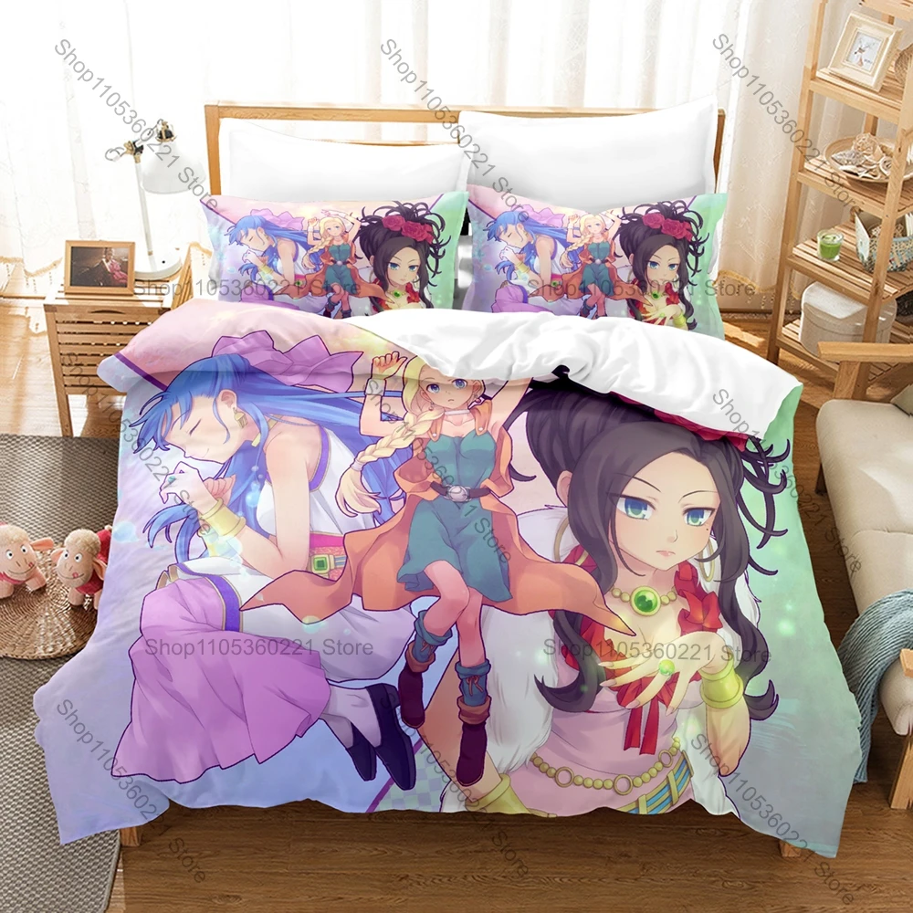 Dragon Quest Slime Classic JRPG Game 3D Print Bedding Set Duvet Cover + 2 Pillowcases Soft Polyester Bed Linen For Game Fans
