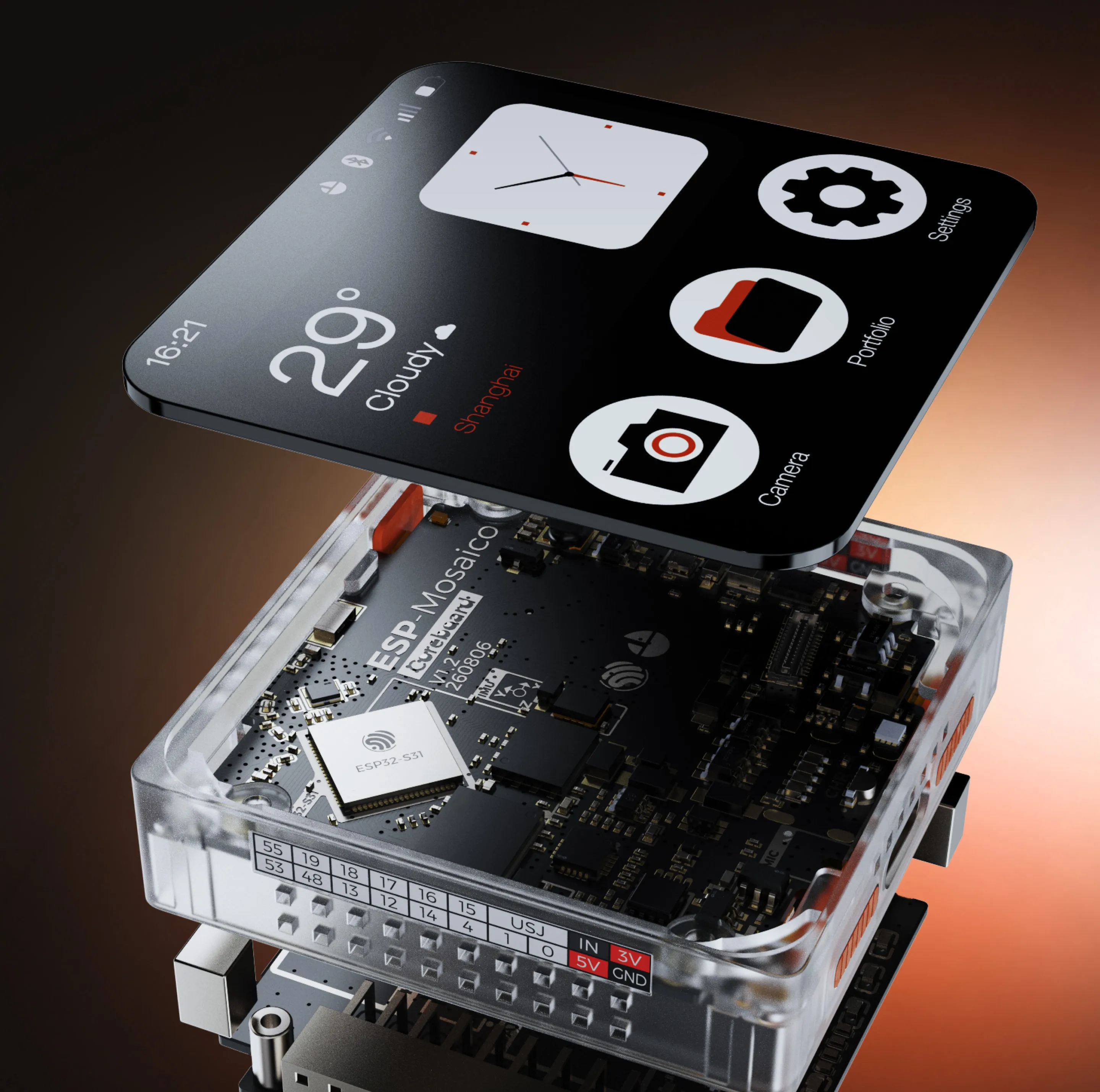 ESP-Mosaico Development Board 2.16inch OLED for AI Coding Agent ESP32-S31 Magnetic Camera Multifunctional Interaction Module