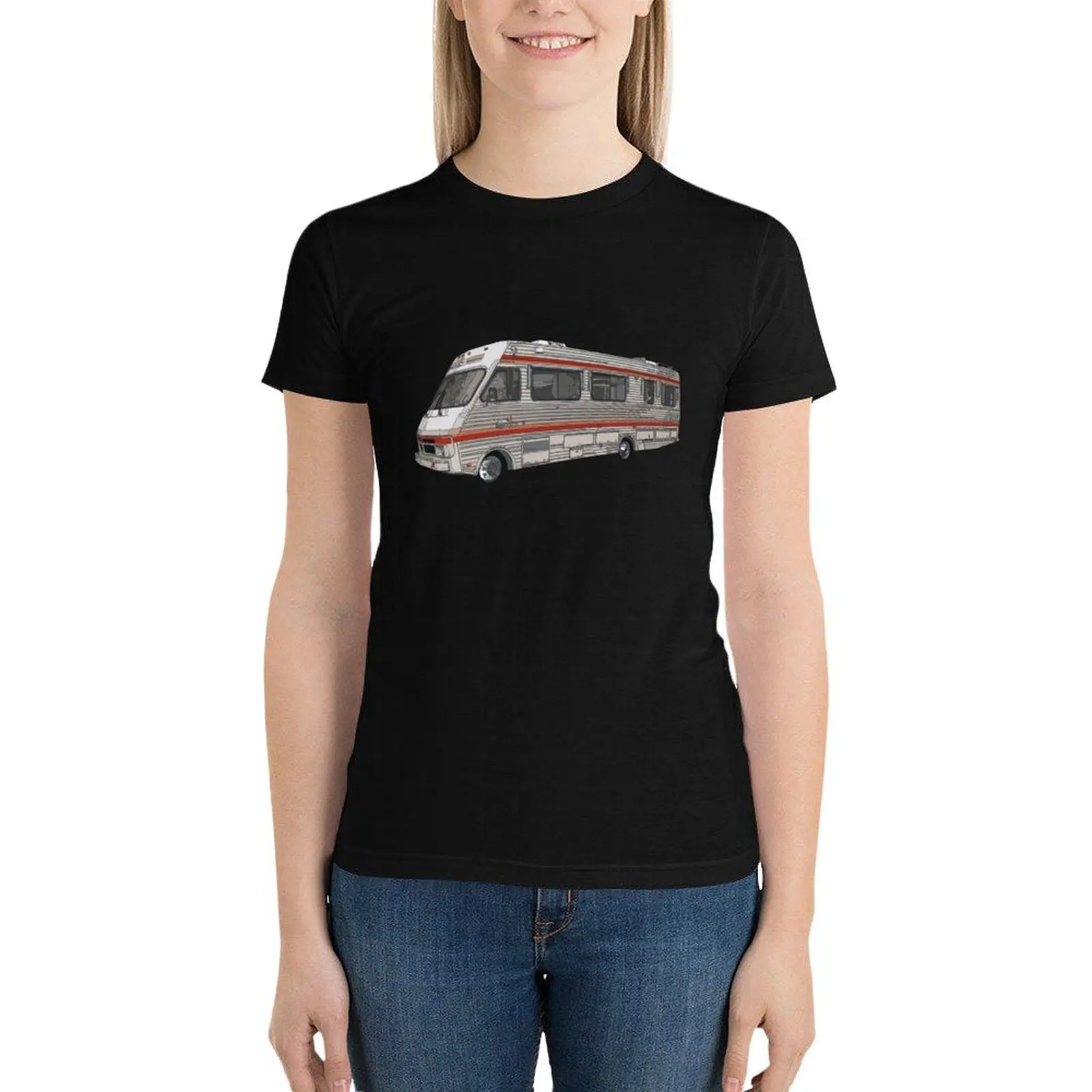 Camper desenhado à mão camiseta feminina, Fleetwood Bounder, Funnys sublime, moda coreana