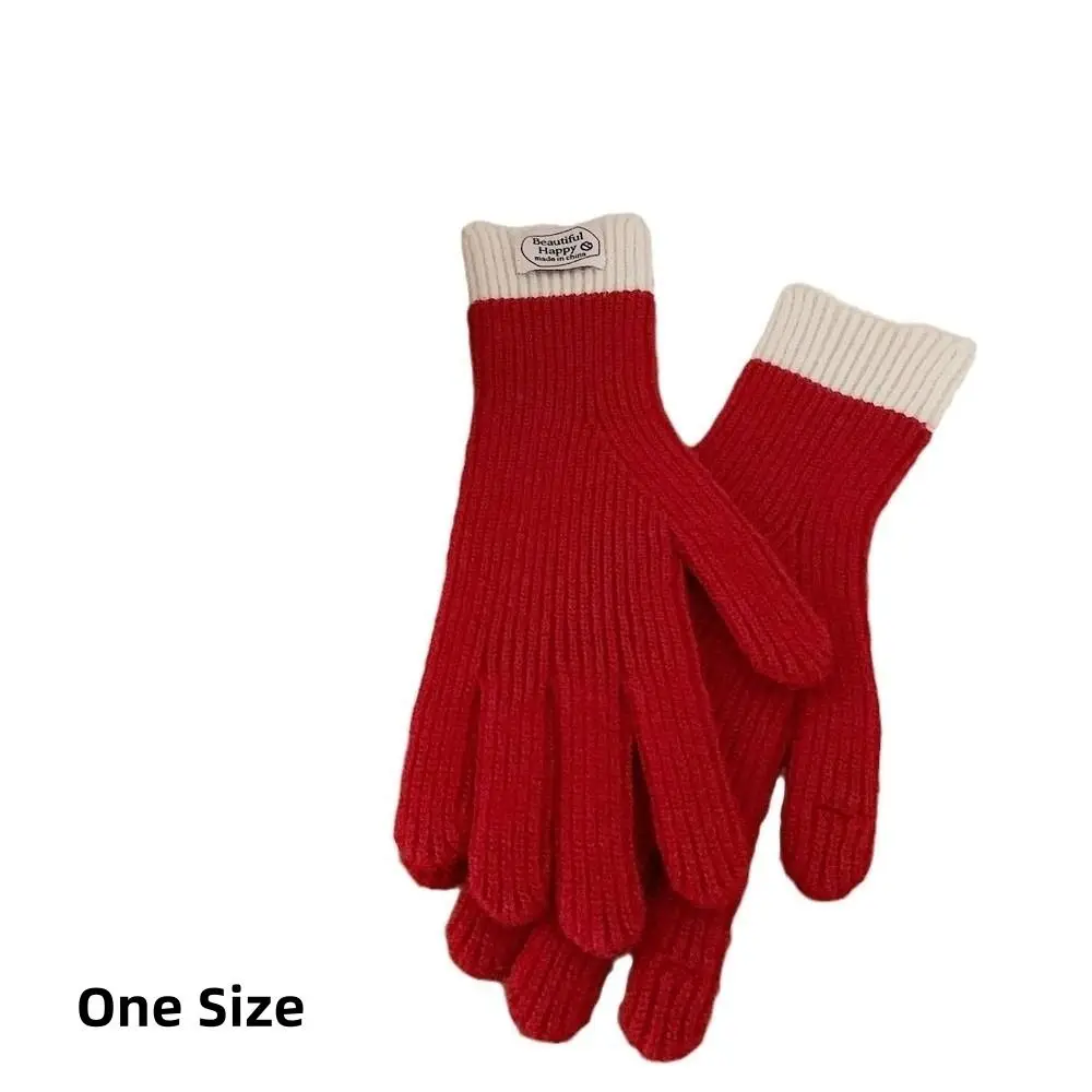 새로운 따뜻한 겨울 장갑 터치 스크린 두꺼운 다섯 손가락 장갑 솔리드 컬러 방풍 방한 니트 장갑 선물