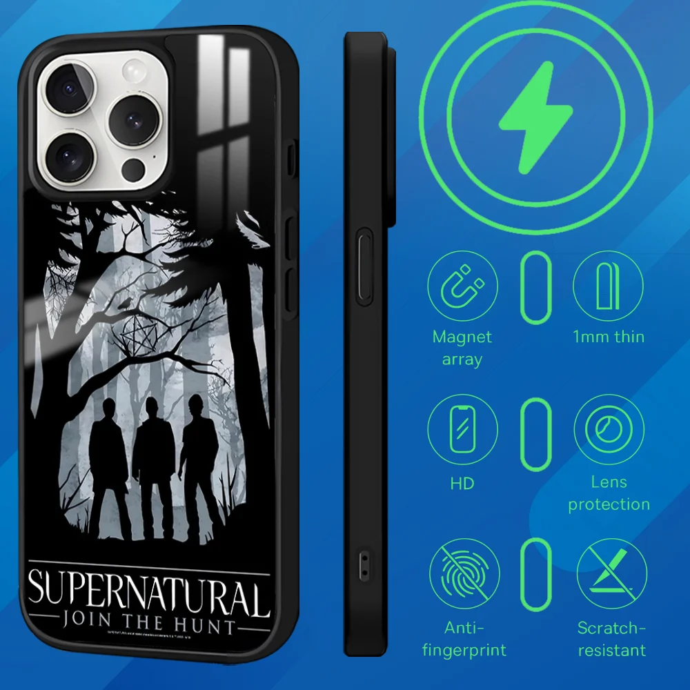 S-Supernatural Tv Show Magnetic Phone Case For iPhone 15 14 13 12 11 Pro Max Plus Mini Mirror Wireless Magnetic Cover Funda