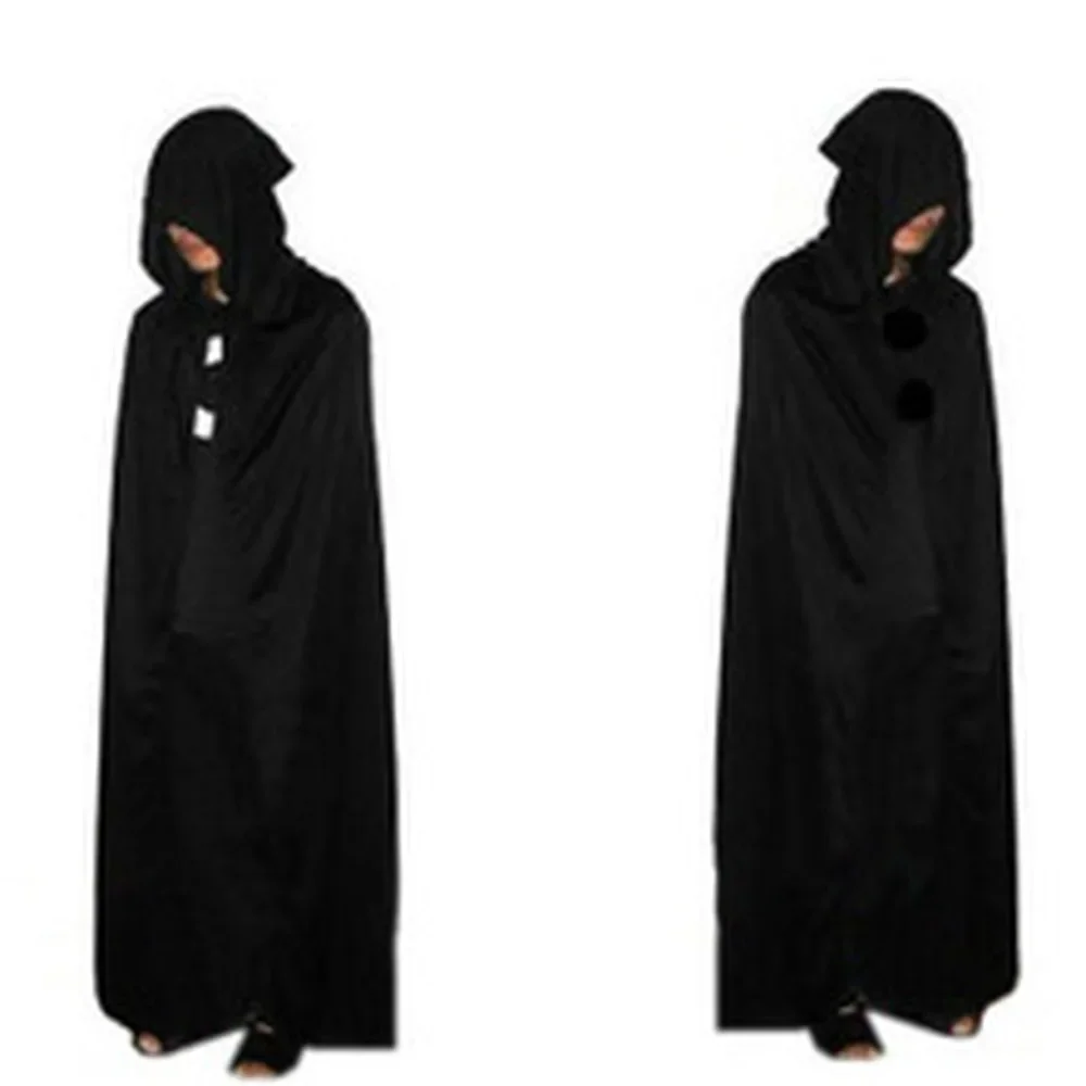 2026 Medieval Hooded Cloak Wicca Witchcraft Robe Long Cape Halloween Cosplay Costume Dress Party Stage Outfit Accessory