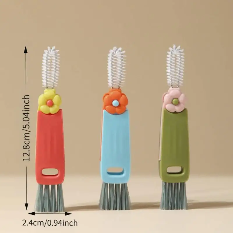 3pcs Multi-Functional Cup Brush Set, Petal Design Lid Cleaner, Gap Cleaning Tool, Baby Bottle & Cup Mouth Washer, Essential Kitc