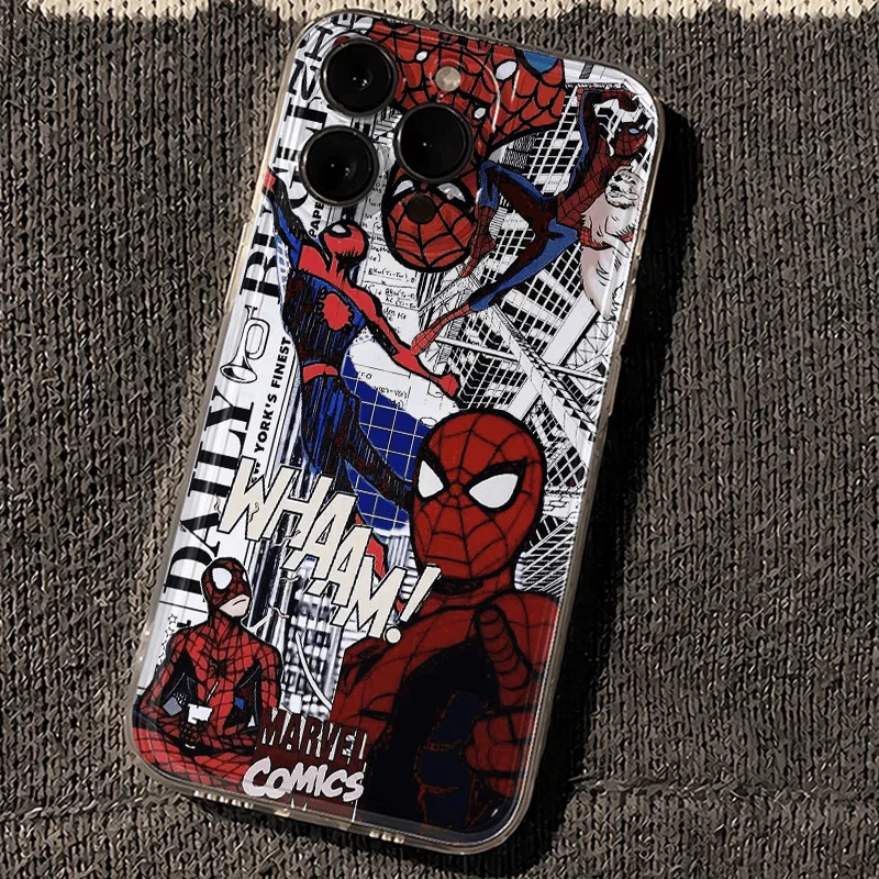 Marvel Spider Man Handsome Side Phone Case for iPhone 15, 14, 13, 12, 11 Pro Max XR XS X 7, 8 Plus Y2K Girl Soft Silicone Cover