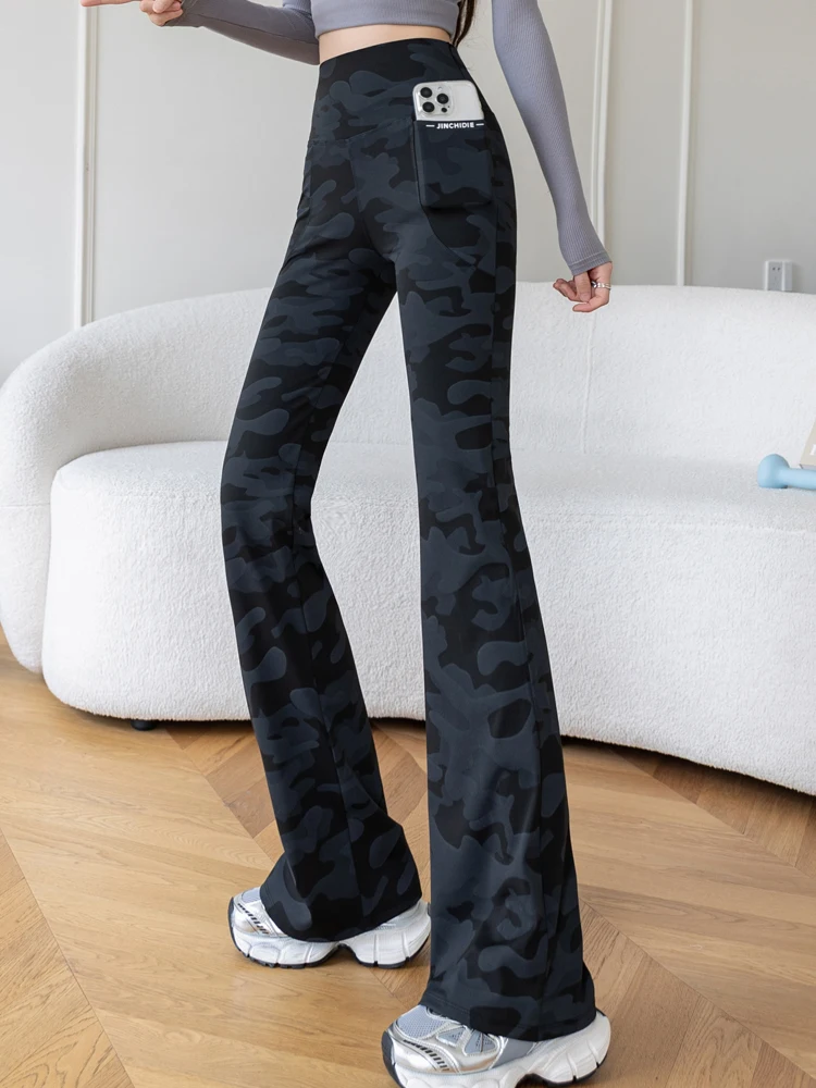 

Камуфляжные узкие брюки с высокой талией для женщин, тонкие, для активного отдыха весной и осенью, длинные, для йоги, утягивающие, базовый слой