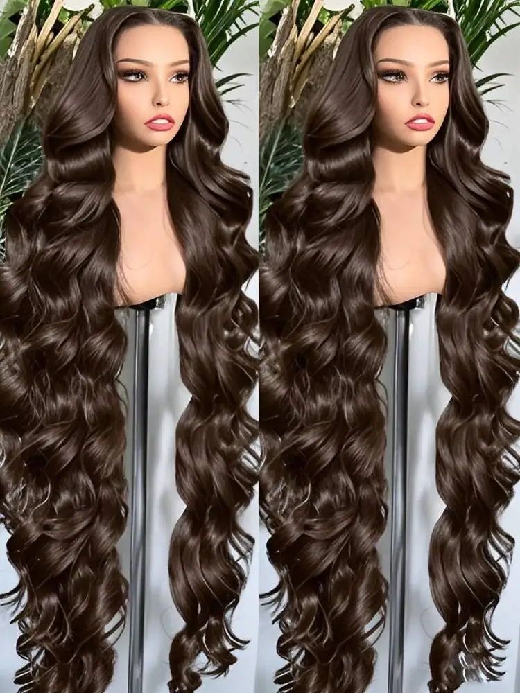 

220% Density Chocolate Brown Body Wave Lace Front Human Hair Wigs Brazilian HD Lace Frontal Wigs 13x6 13x4 Preplucked For Women
